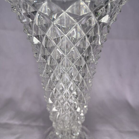 Vintage Crystal glass diamond pattern vase Art Deco - Picture 2 of 5